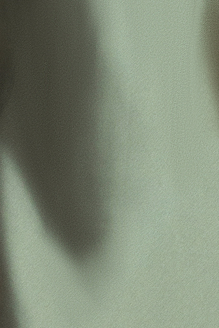 Olive “Francesca” Satin Halter Tie Neck Dress, satin fabric detail