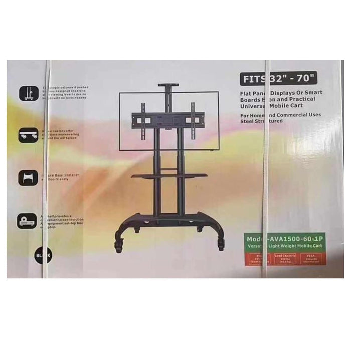 Gadget Wagon 32 - 75 inch LED TV Trolley Cart Portable Rolling Wheel Stand | VESA 600X400 mm | 45.5 kgs Load Capacity