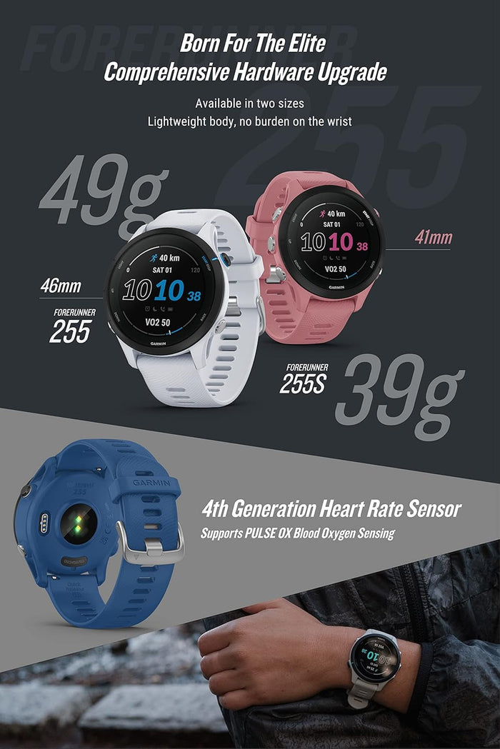 GARMIN Forerunner 255, GPS Running Smartwatch, Advanced Insights, HRV Status Smartwatch (Grey Strap, M)
