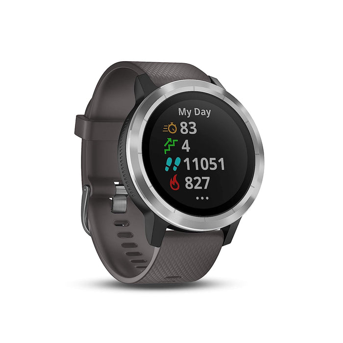 Garmin Stainless Steel Vivoactive 3 Smartwatch with Band (Grey/Black) - Unboxify