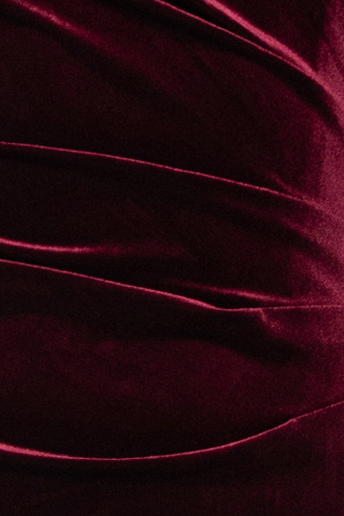 "Gemma" Stretch Velvet One Shoulder Ruffle Dress