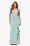 Sage Petite “Gigi” Techno Scuba Cross Neck Dress, front view