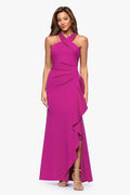 Orchid “Gigi” Techno Scuba Cross Neck Dress, front view