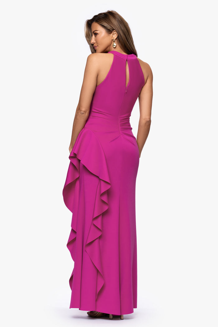 Orchid “Gigi” Techno Scuba Cross Neck Dress, back view