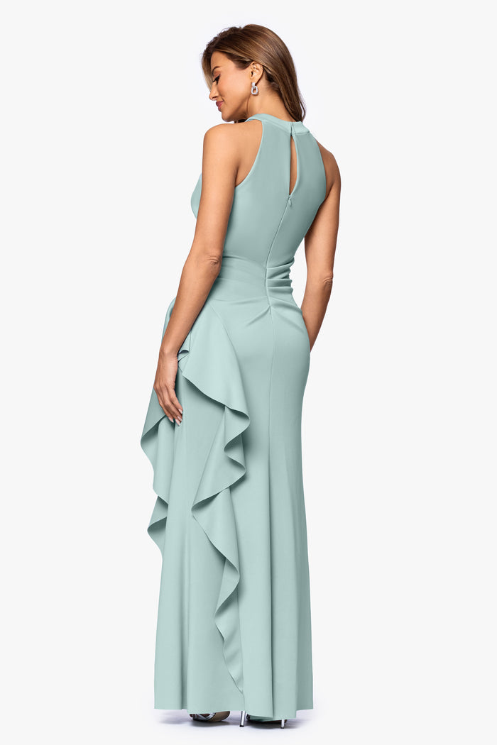 Sage Petite “Gigi” Techno Scuba Cross Neck Dress, back view