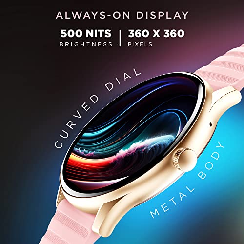 GIZMORE Gizfit Curve 3.54cm (1.39) AOD 500 NITS|360x360 HD Display Bluetooth Calling Smartwatch (Pink) - Unboxify
