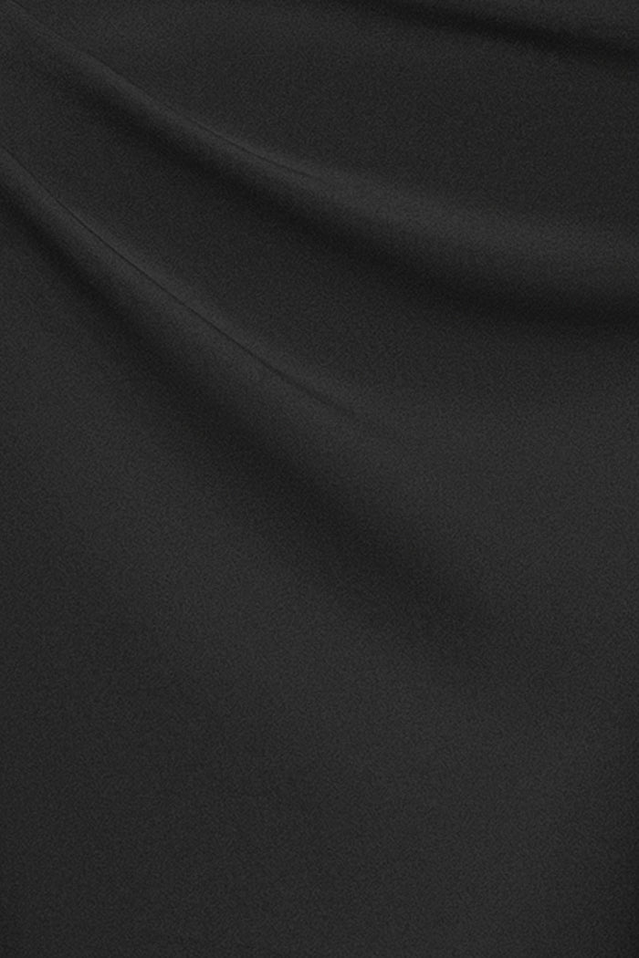 Black “Gwen” Techno Scuba One Shoulder Sash Dress, techno scuba fabric detail