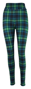 Highland tartan leggings in green and blue shades with yellow and black check pattern