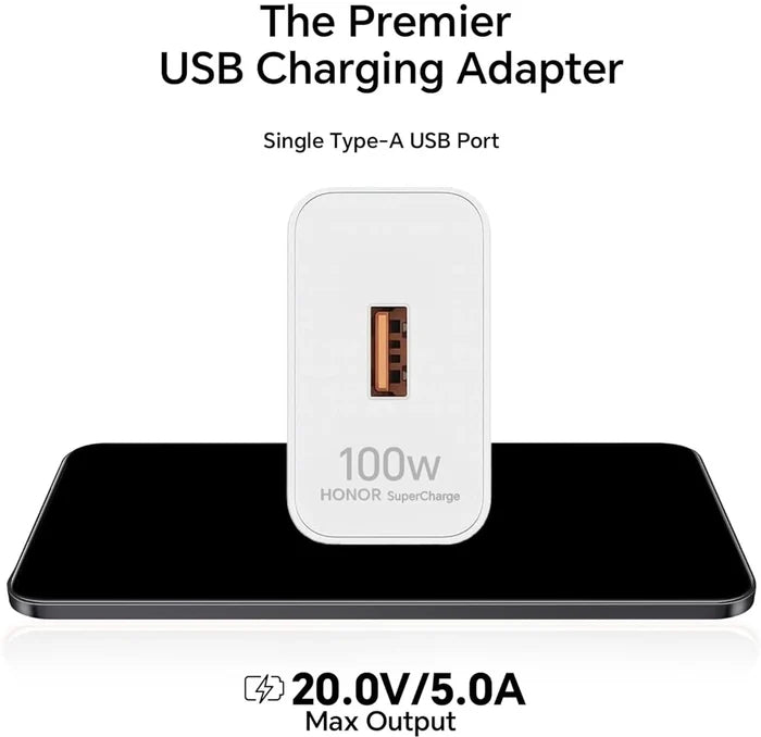 Honor 100 W Quick Charge 5 A Wall Charger for Mobile with Detachable Cable (White) (BRAND NEW/SEALED)