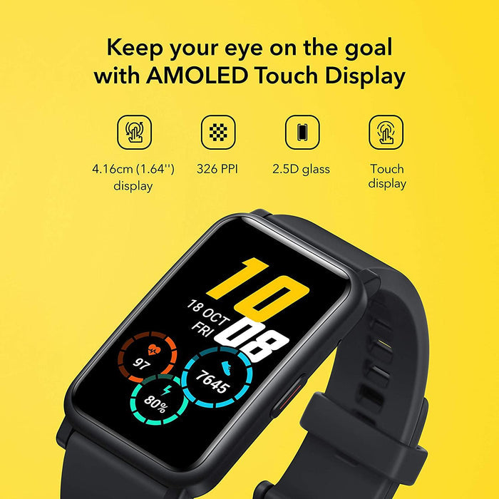 Honor Watch ES (Black, 4.16cm (1.64") AMOLED Touch Display) 95 Workout Modes, Automatic Workout Recognition, 12 Animated Workout Courses, Fast Charge, SpO2, Stress, Sleep Monitor, Watch Face Store - Grabgear.in
