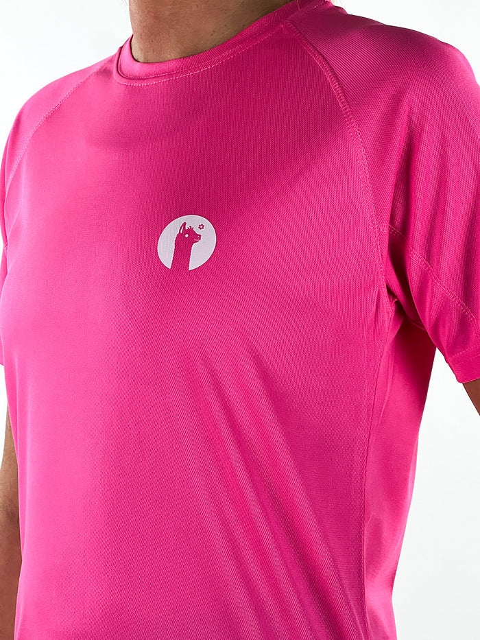 Hot pink lightweight breathable active llama t-shirt for workouts