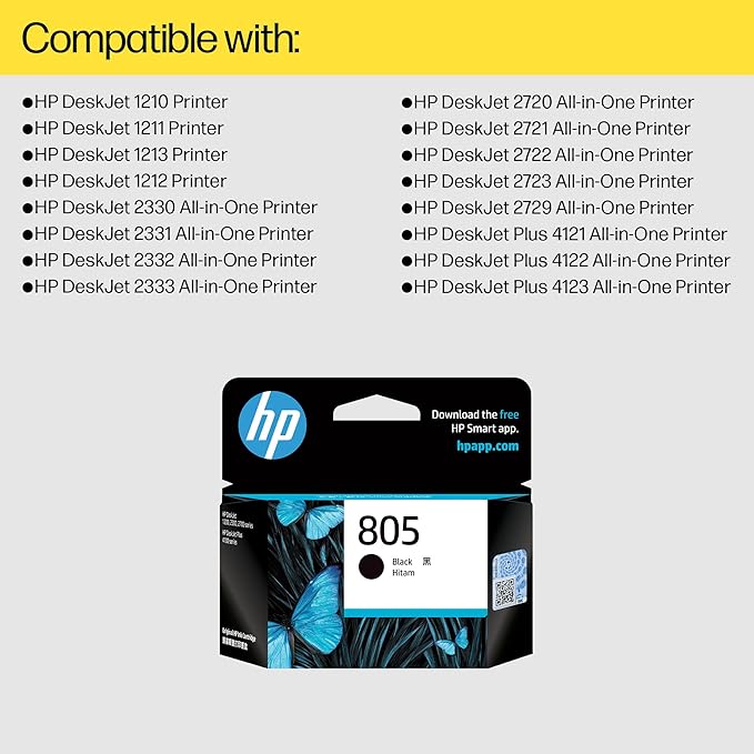 HP 805 Black Original Ink Cartridge Compatible DeskJet (Pack of 2) (BRAND NEW/SEALED) - Unboxify