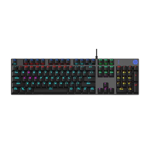 HP GK400F Mechanical Gaming Keyboard,dust & Spill Resistant,RGB Backlit Keys,Metal Panel,Full-Sized Keyboard Design - Unboxify
