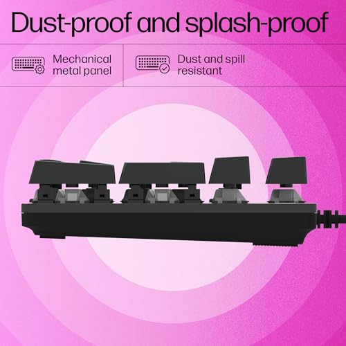 HP GK400F Mechanical Gaming Keyboard,dust & Spill Resistant,RGB Backlit Keys,Metal Panel,Full-Sized Keyboard Design - Unboxify