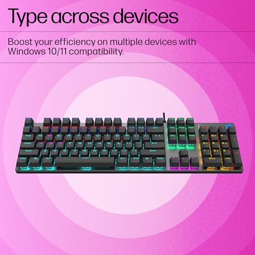 HP GK400F Mechanical Gaming Keyboard,dust & Spill Resistant,RGB Backlit Keys,Metal Panel,Full-Sized Keyboard Design - Unboxify