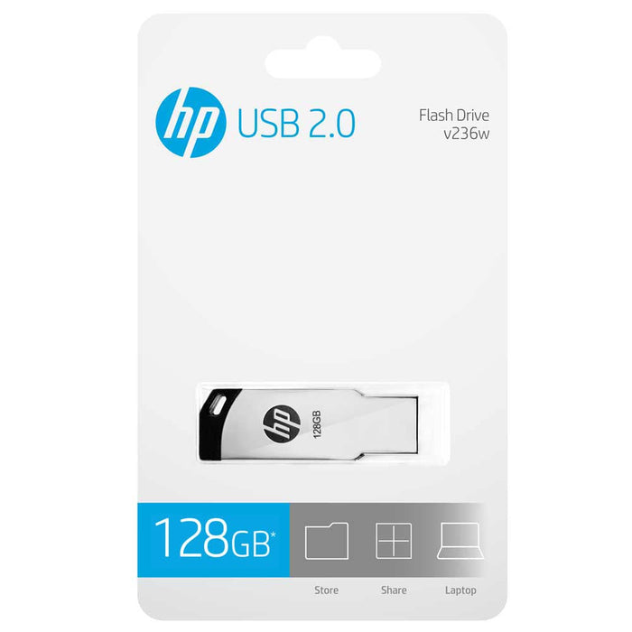 HP v236w 128GB USB 2.0 Flash Drive/Pen Drive, Metal Silver