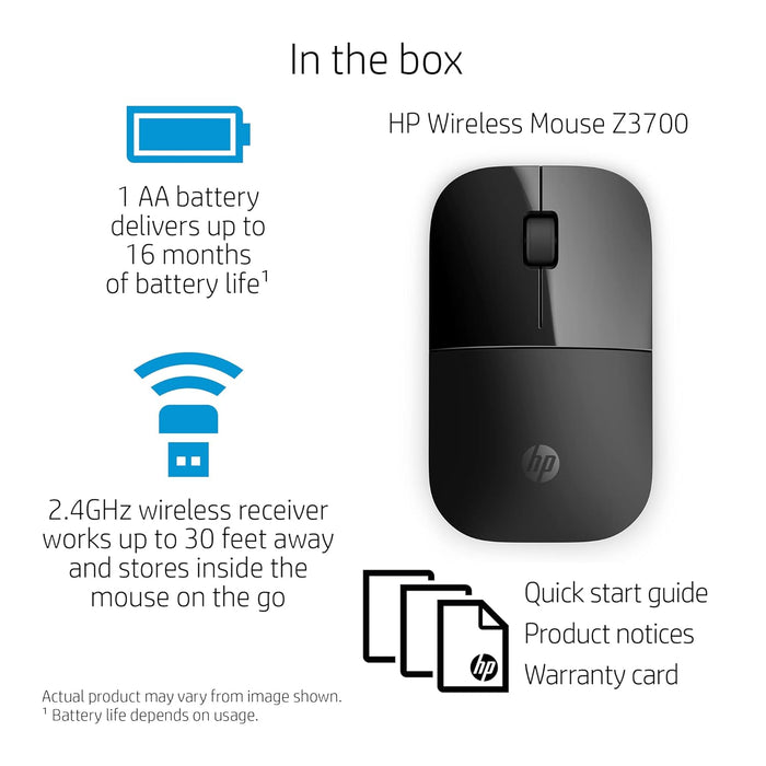 HP Wireless Mouse Z3700, Black (V0L79AA#ABL) - Unboxify