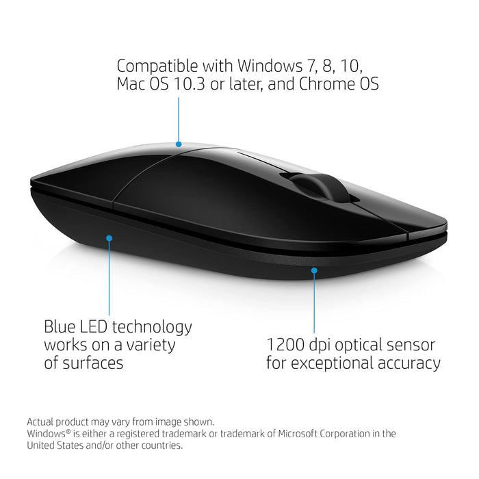 HP Wireless Mouse Z3700, Black (V0L79AA#ABL) - Unboxify