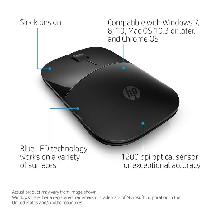 HP Wireless Mouse Z3700, Black (V0L79AA#ABL) - Unboxify