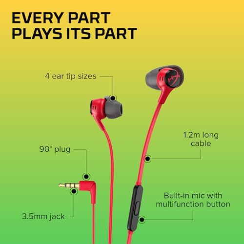 HyperX Cloud Earbuds Ii Gaming Earbuds with Mic-Red (705L8Aa),in Ear,Wired - Unboxify