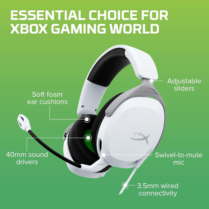 HyperX Cloudx Stinger 2 Core Gaming Headset for Xbox-White (6H9B7Aa),On Ear,Wired Headphones - Unboxify