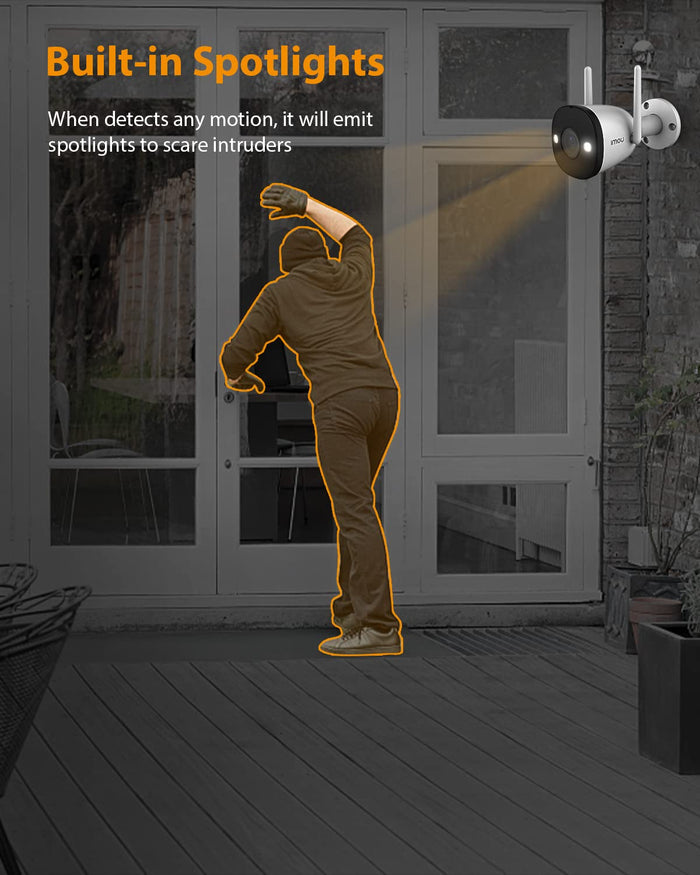 Imou 2K 3MP Outdoor Security Bullet CCTV Camera,Color Night Vision,Human Detection - Unboxify