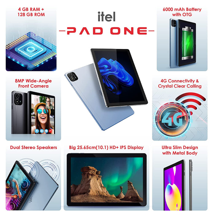 itel PAD ONE (10.1 inch Tablet, 4GB RAM, 128 GB ROM, 4G Volte Calling) - Unboxify