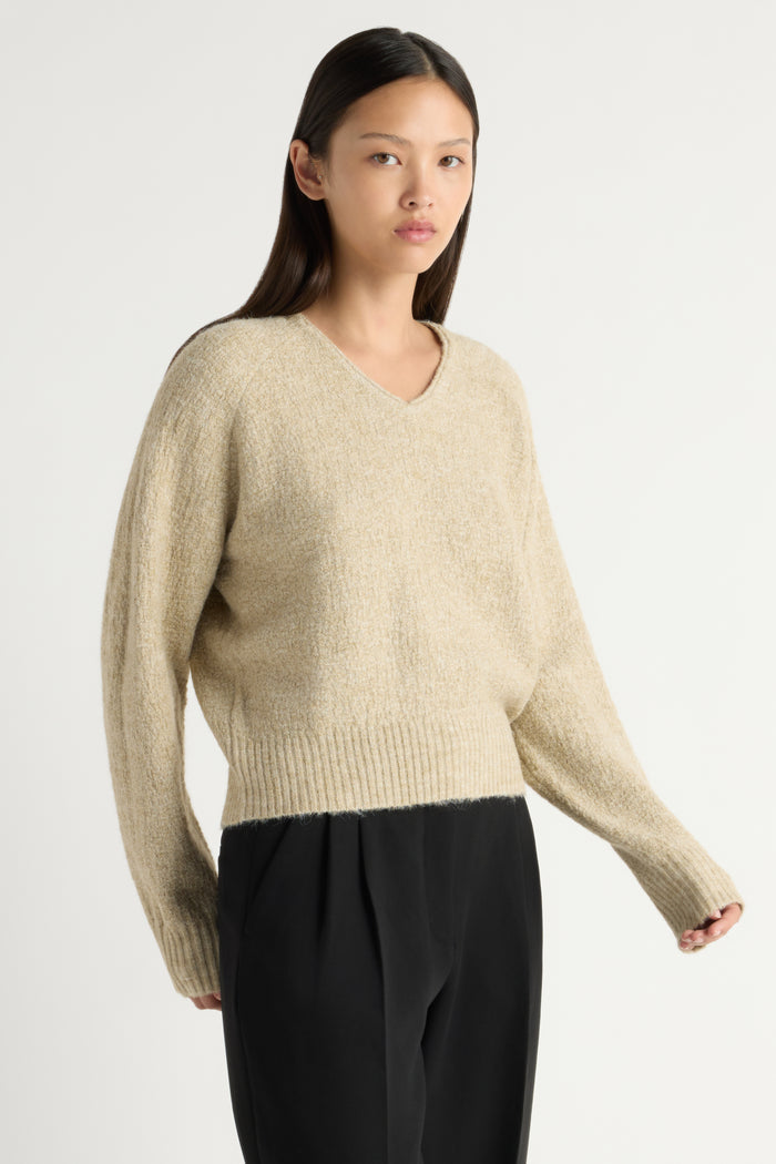 May-Li | Jace Fuzzy V-Neck Sweater in Size Small