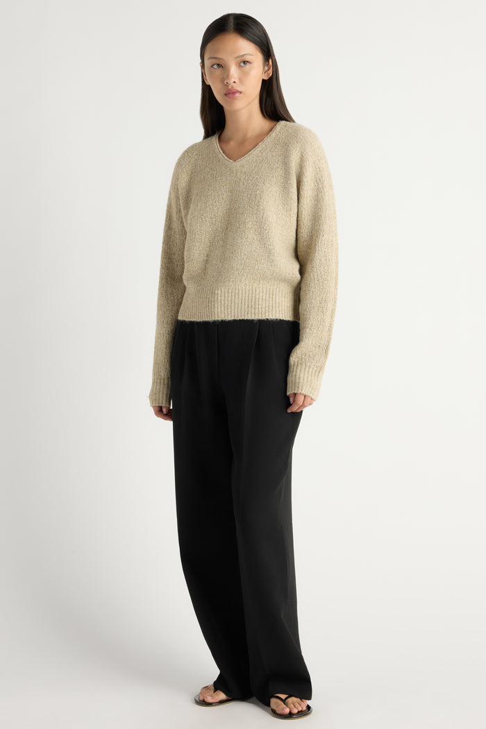 May-Li | Jace Fuzzy V-Neck Sweater in Size Small