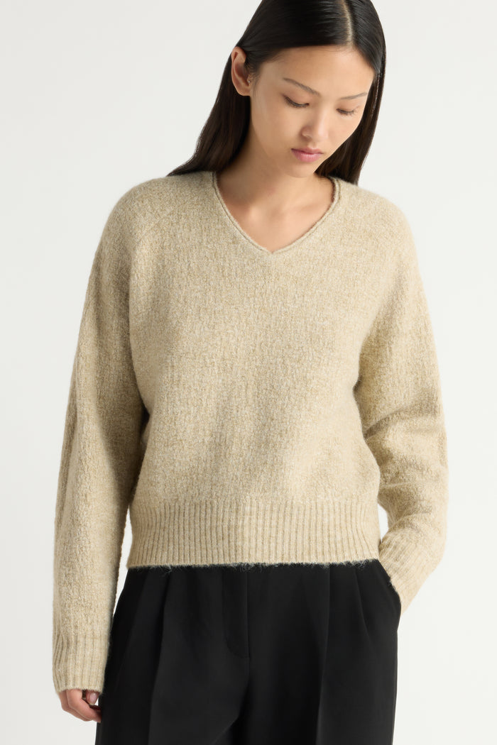 May-Li | Jace Fuzzy V-Neck Sweater in Size Small