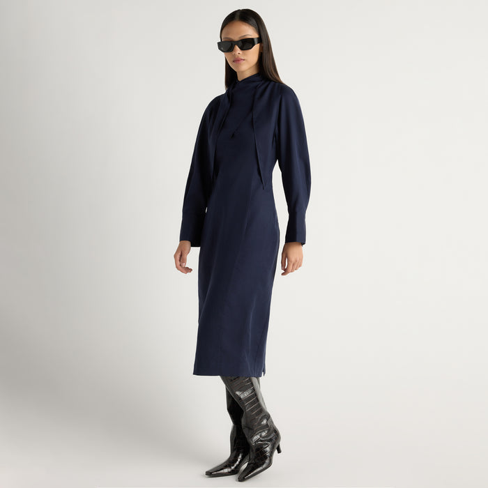 Jacinda Tencel Scarf-Neck Dress