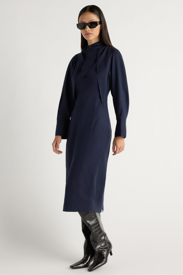 Jacinda Tencel Scarf-Neck Dress