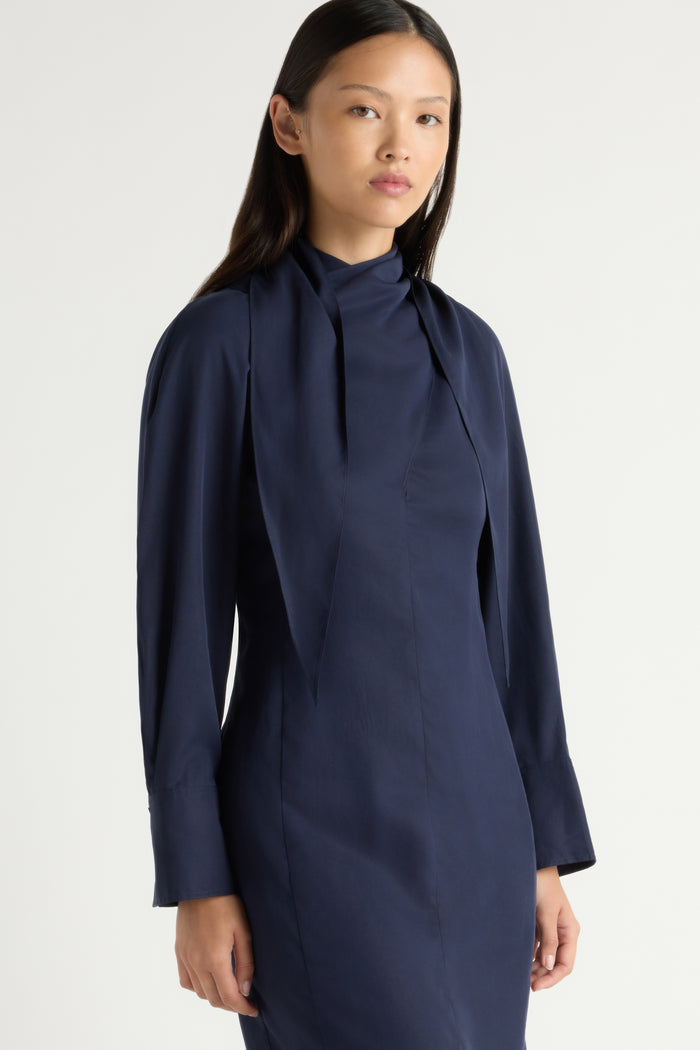 Jacinda Tencel Scarf-Neck Dress