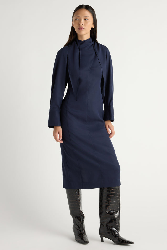 Jacinda Tencel Scarf-Neck Dress