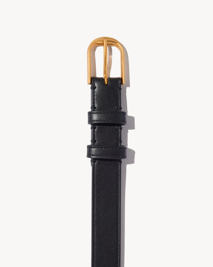 BLACK W/SHINY BRASS BUCKLE