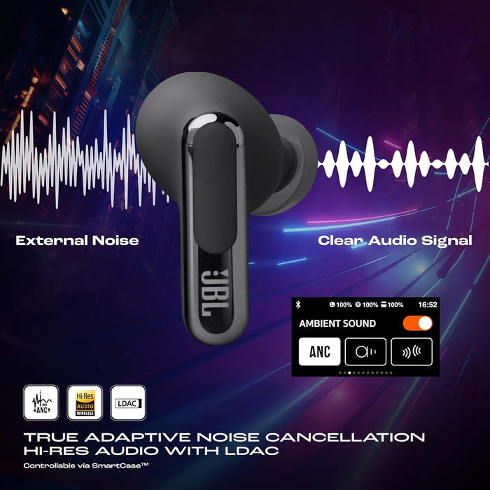 JBL New Launch Live Beam 3, Hi-Res Audio True ANC TWS, Smart Case with Touch Display - Unboxify