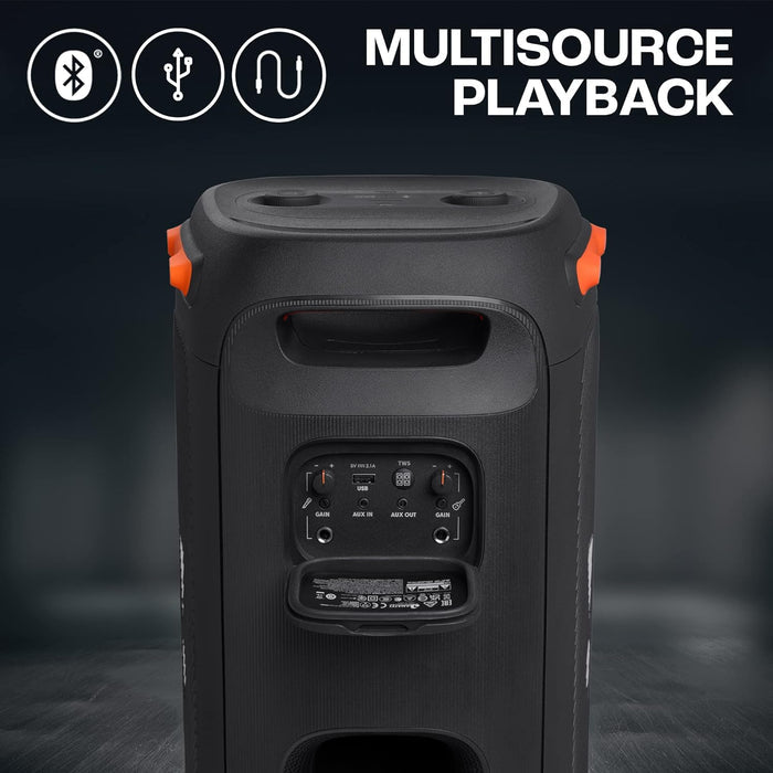 JBL Partybox 110 | Wireless Bluetooth Party Speaker | 160W Monstrous Pro Sound | Dynamic Light Show | Upto 12Hrs Playtime | Built-in Powerbank | Guitar & Mic Support PartyBox App (Black) - Unboxify