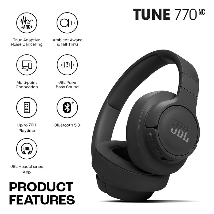 JBL Tune 770NC Wireless Over Ear ANC Headphones with Mic - Unboxify