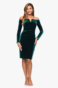 Hunter “Jody” Velvet Off the Shoulder V-Neck Dress, front view