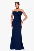 "Kimberly" Scuba Crepe Chiffon Ruffle Strapless Dress