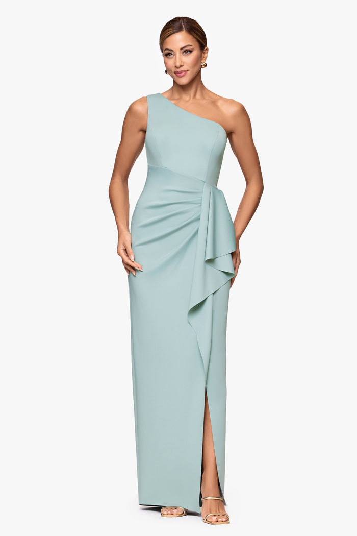 Sage “Klaudia” Scuba Crepe One Shoulder Dress, front view