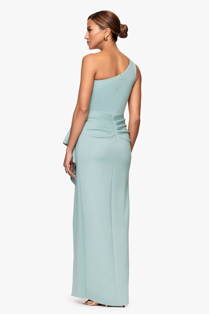 Sage “Klaudia” Scuba Crepe One Shoulder Dress, back view