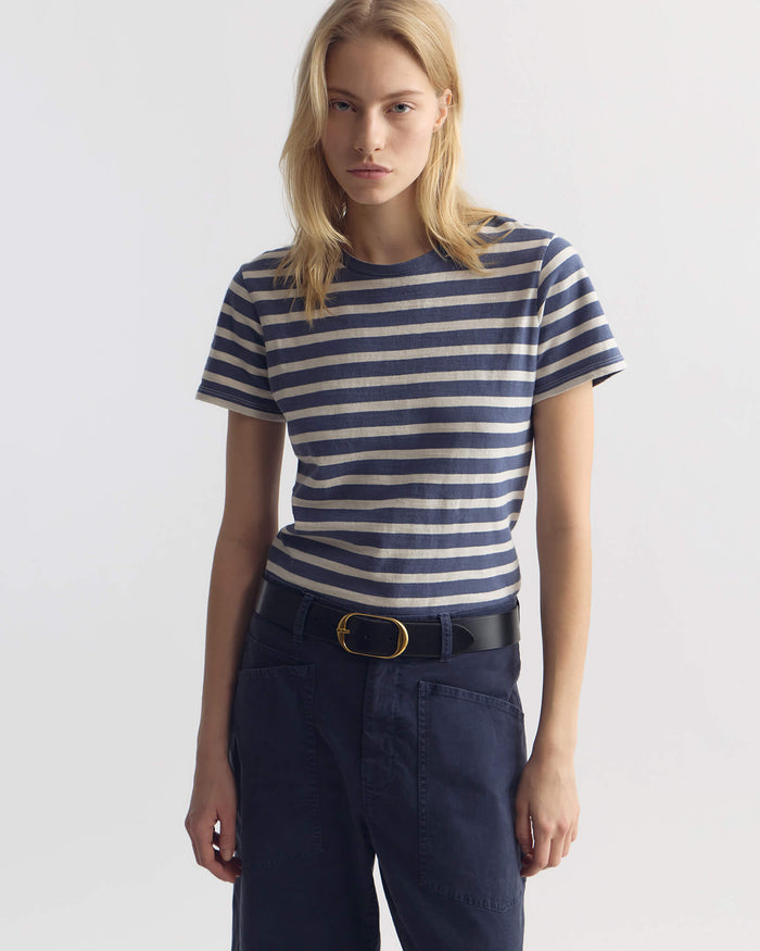 FRENCH BLUE/OFF WHITE STRIPE