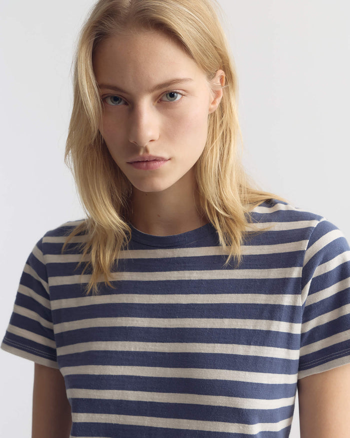 FRENCH BLUE/OFF WHITE STRIPE