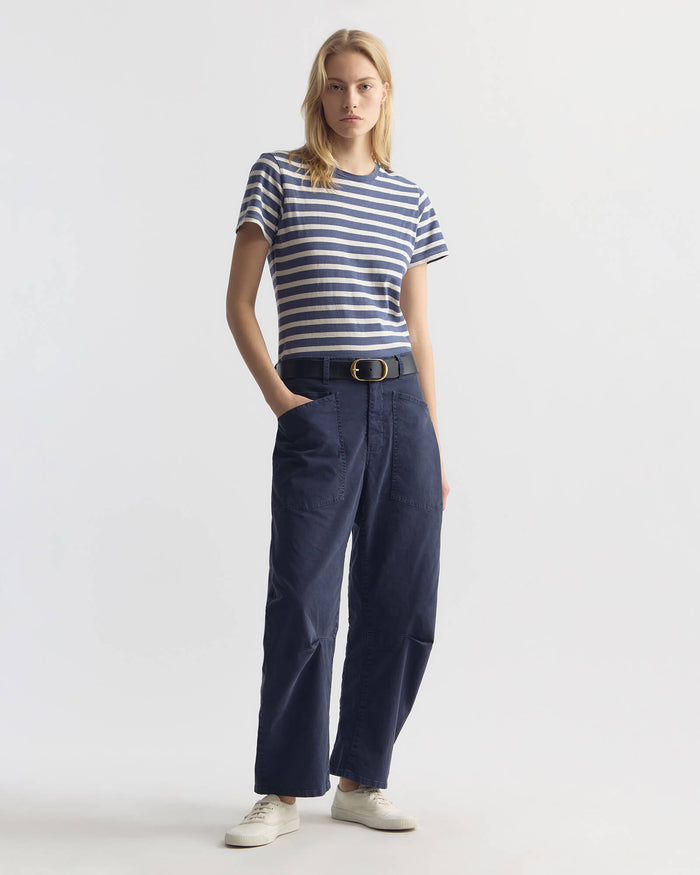 FRENCH BLUE/OFF WHITE STRIPE