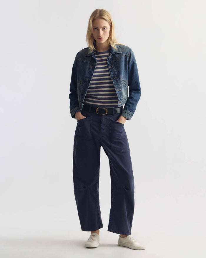 FRENCH BLUE/OFF WHITE STRIPE