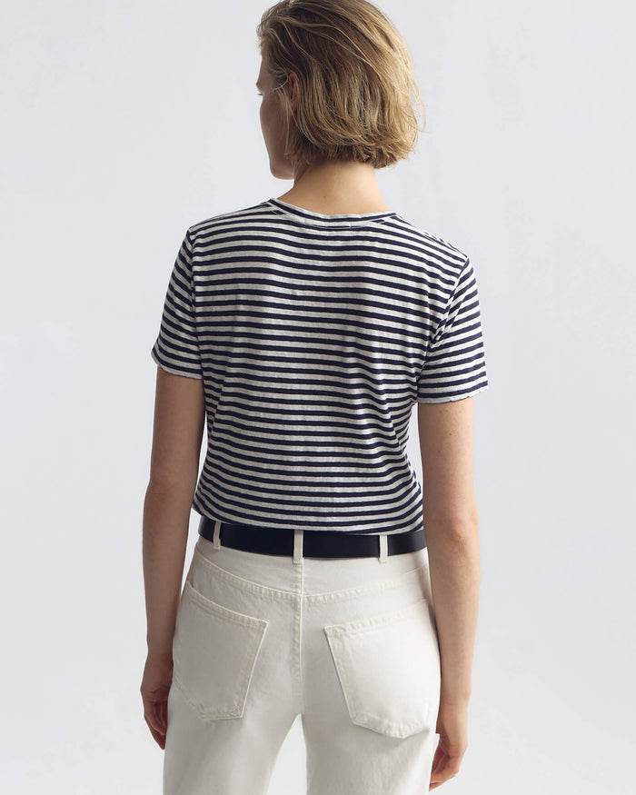 WHITE/DARK NAVY STRIPE