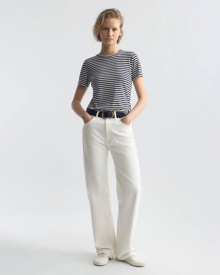 WHITE/DARK NAVY STRIPE