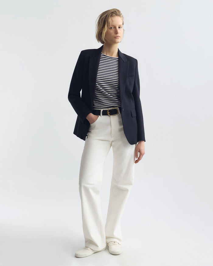 WHITE/DARK NAVY STRIPE