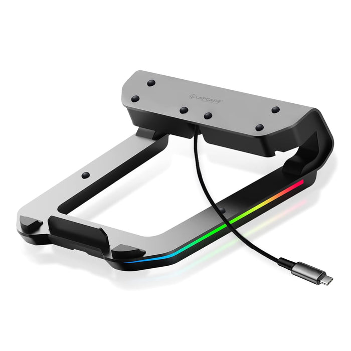LAPCARE Legend Aluminium Alloy Tabletop RGB Laptop Stand, Space Grey - Unboxify